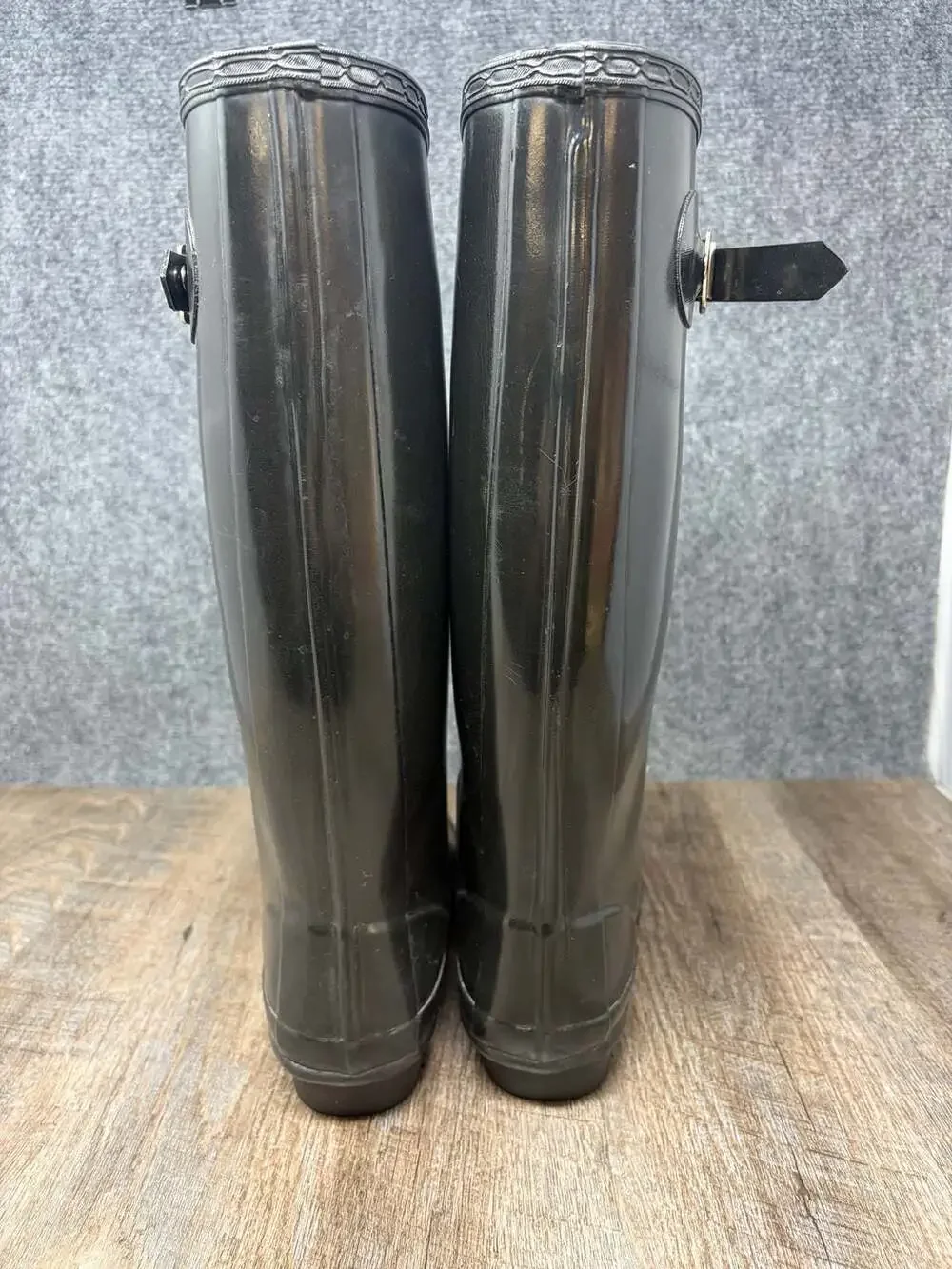 Hunter Original Women's Tall Huntress Gloss Waterproof Rain Boots buckle top-W-9